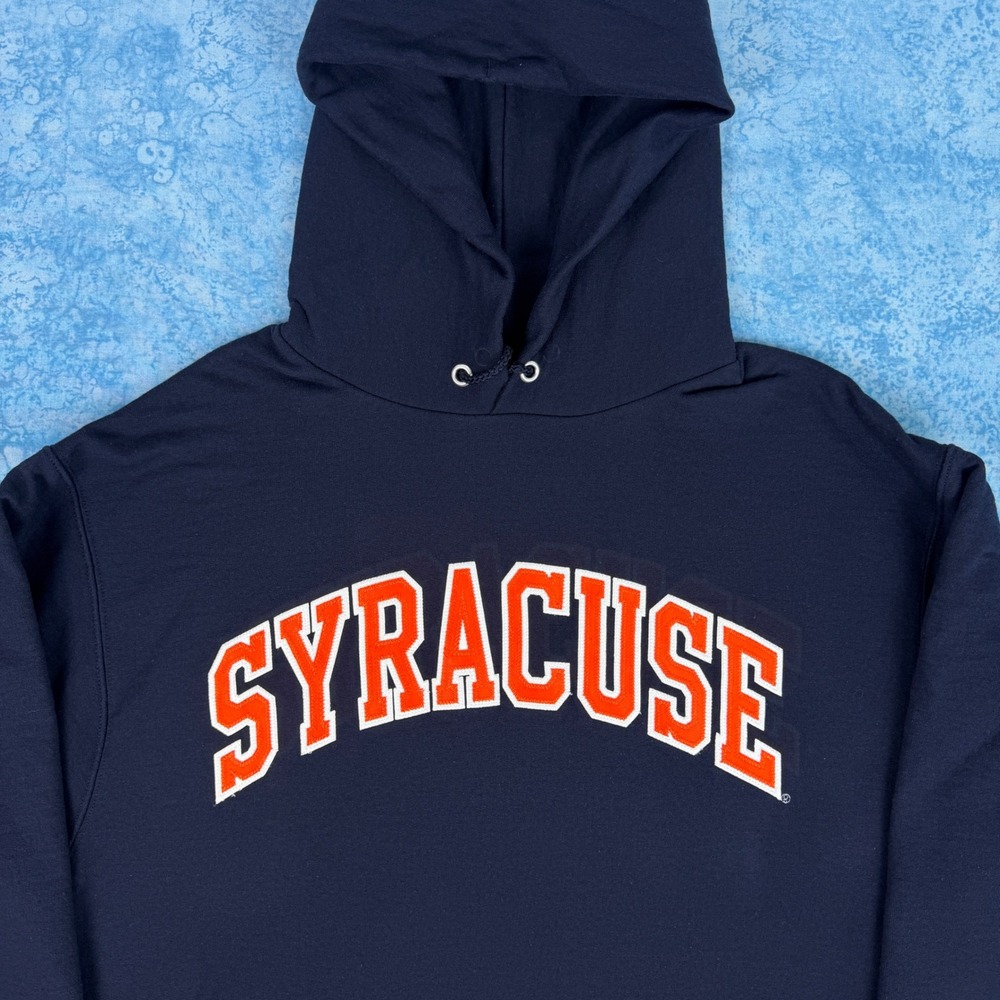 Champion Syracuse University Hoodie Navy Blue Mens Medium Sweatshirt NCAA - Picture 2 of 9